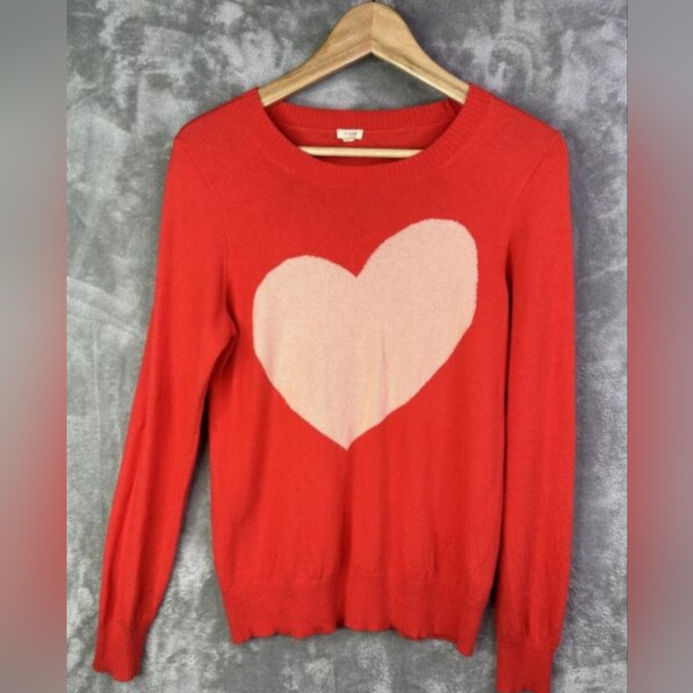 J Crew wool heart sweater size XS